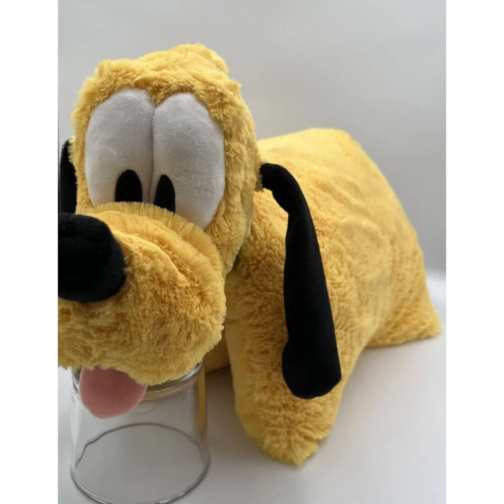 Disney Parks Pluto Plush PillowPet Folding Yellow Dog Stuffed Animal Soft Toy